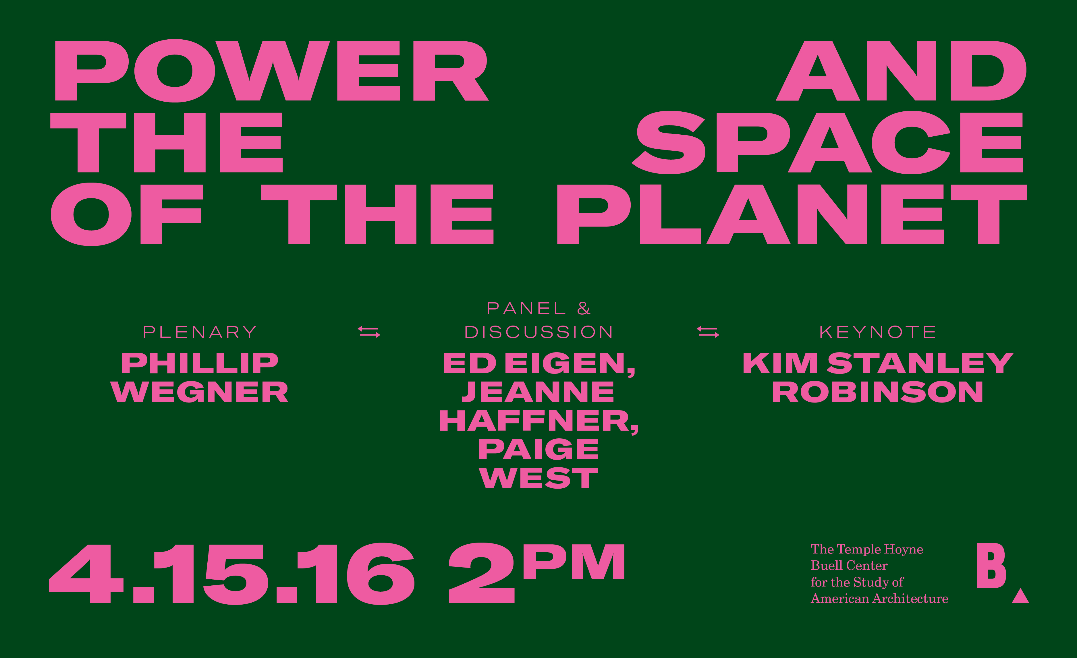 An event poster reading "power and the space of the planet"