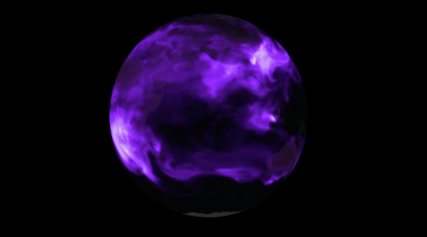 An image of a globe glowing purple in front of a black background