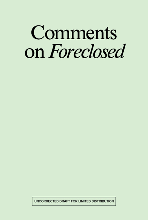 Cover image for Comments on Foreclosed