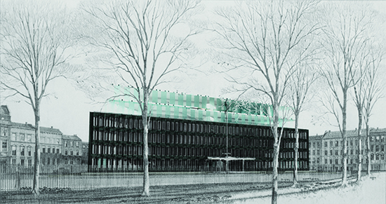 A rendering of an embassy building
