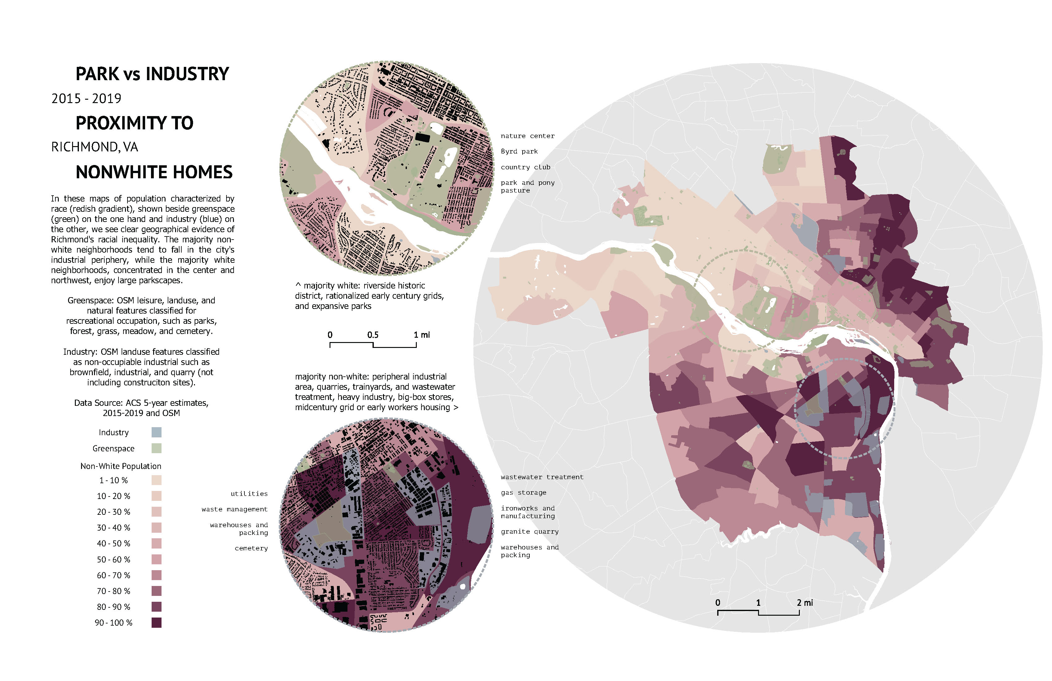 An infographic indicates the proximity of industry to non-White homes